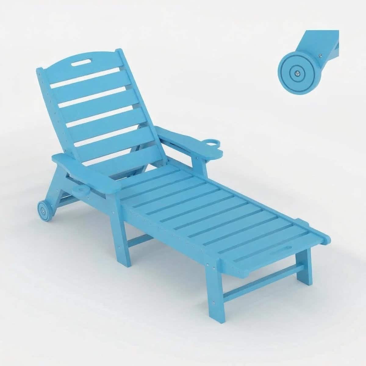 ligbed voor buiten met wielen verstelbare rugleuning (5 standen)