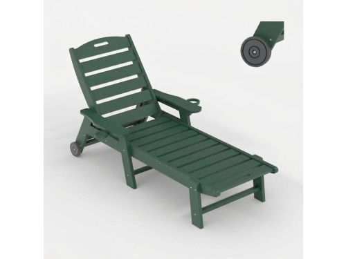 Ligbed voor Buiten met Wielen - Verstelbare Rugleuning (5 Standen)