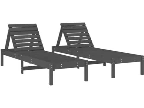 Ligbedden 2 st | Loungebed | Ligstoel 199,5x60x74 cm massief