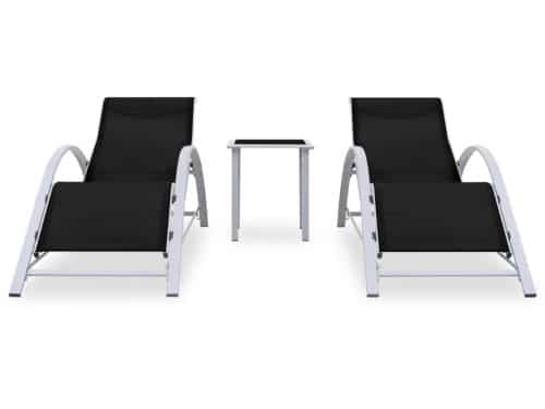 Ligbedden 2 st | Loungebed | Ligstoel met tafel aluminium