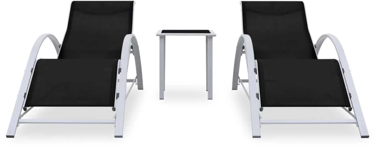 ligbedden 2 st | loungebed | ligstoel met tafel aluminium