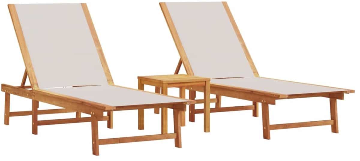 ligbedden 2 st | loungebed | ligstoel met tafel massief