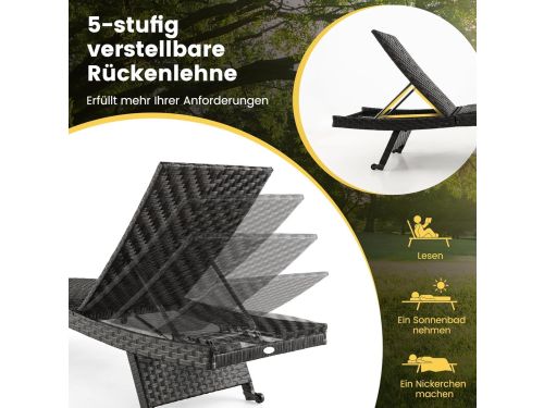 Ligstoel inklapbaar tuin en terras 195x61x38-97 cm - verstelbare relaxstoel