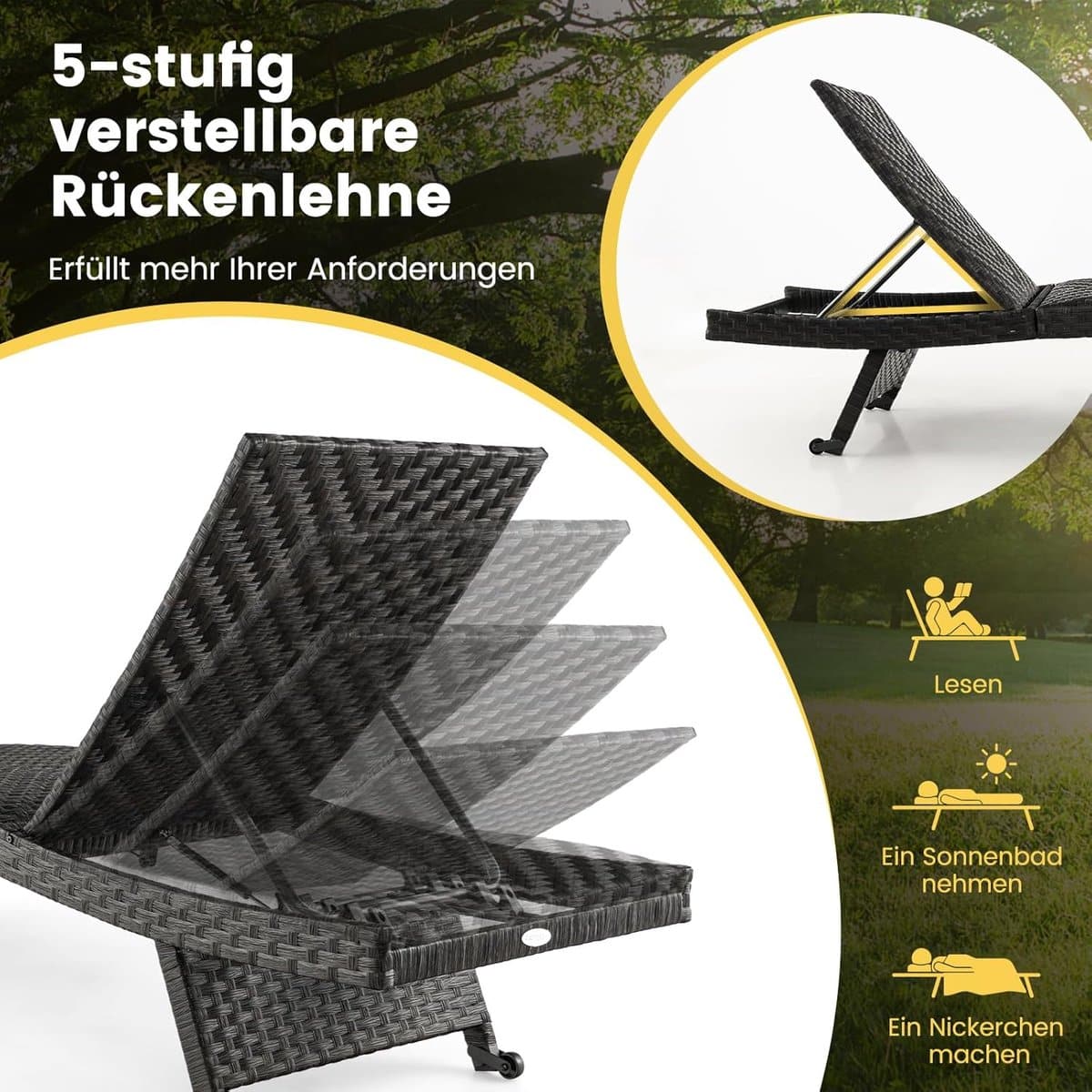 ligstoel inklapbaar tuin en terras 195x61x38 97 cm verstelbare relaxstoel