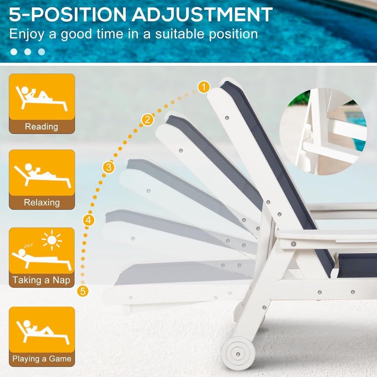 ligstoel met verstelbare rugleuning 180x55x33 cm luxe tuin ligbed