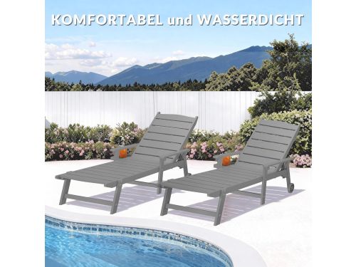 Ligstoel met Wielen 194 x 62 x 95 cm Verstelbaar