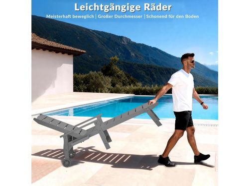 Ligstoel met Wielen 194x62x95 cm - 5-Standen Verstelbare Rugleuning