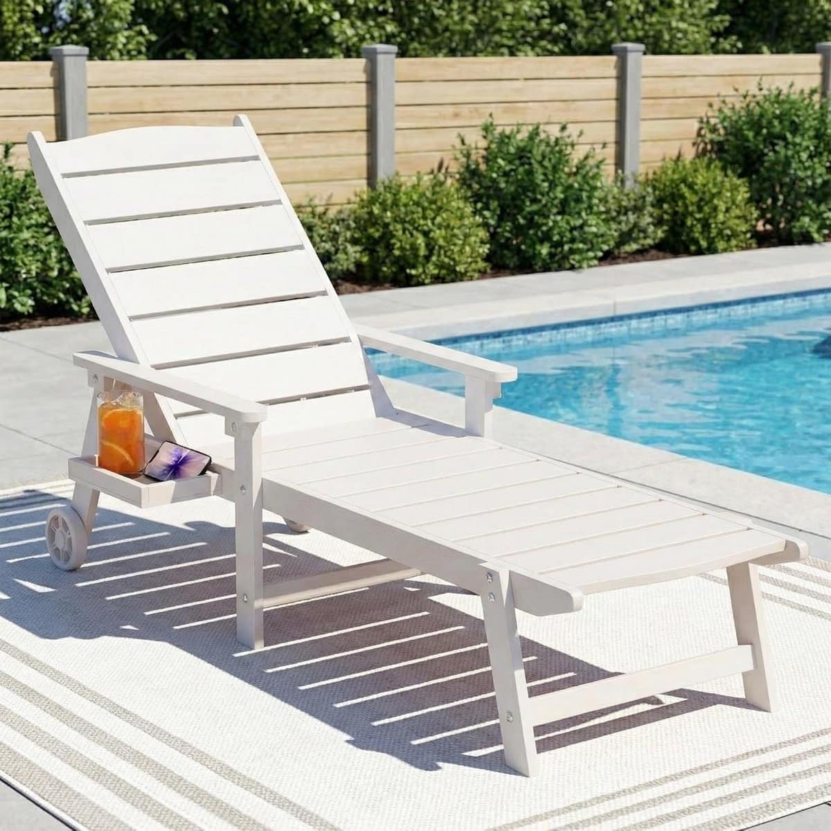 ligstoel met wielen 194x62x95 cm 5 standen verstelbare rugleuning (volledig