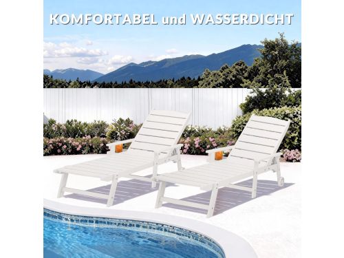 Ligstoel met wielen 194x62x95 cm - 5-voudig verstelbare rugleuning