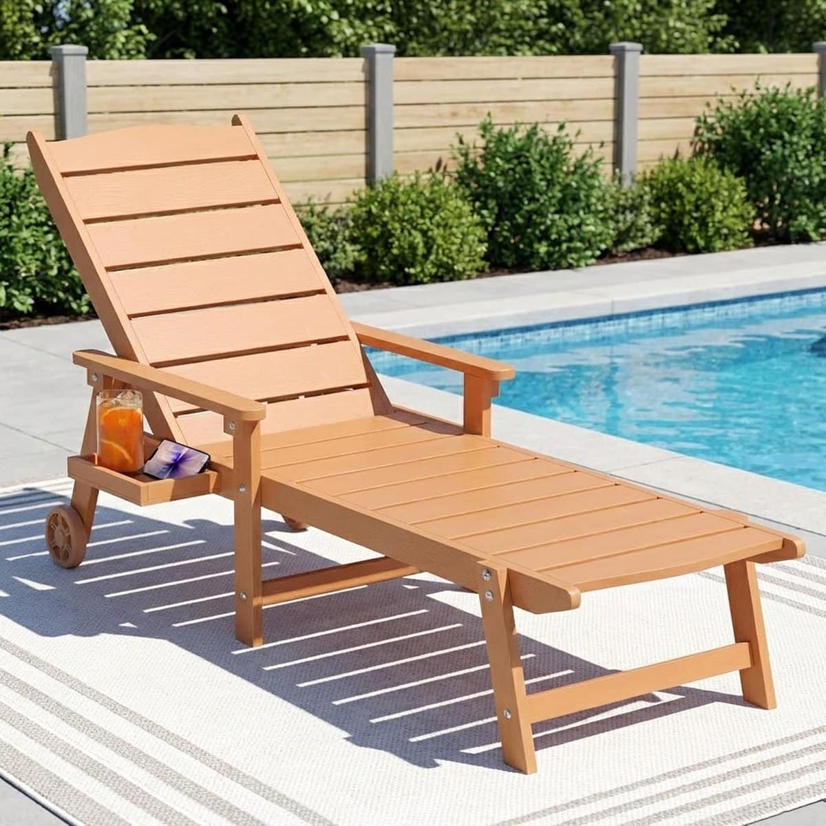 ligstoel met wielen 194x62x95 cm verstelbare rugleuning (5 standen)
