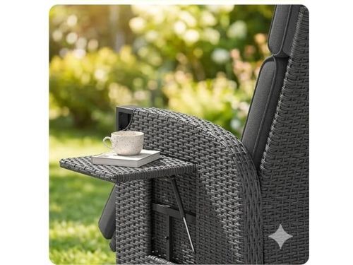 Ligstoel Rotan 103x80x73 cm - Verstelbare Relaxstoel met Klaptafel &