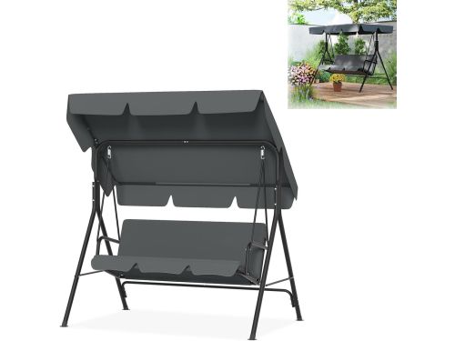 LILIIN Schommelbank, tuinschommel, 3-zits met zonnedak, tot 200 kg belastbaar