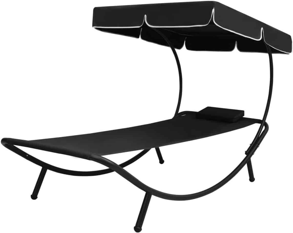 lounge bed met canopy ligbed buiten ontspannen in