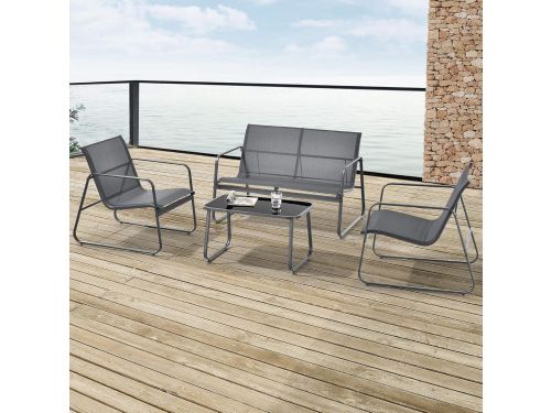 Lounge set tuinset 4-delig met bank, 2 stoelen en glazen