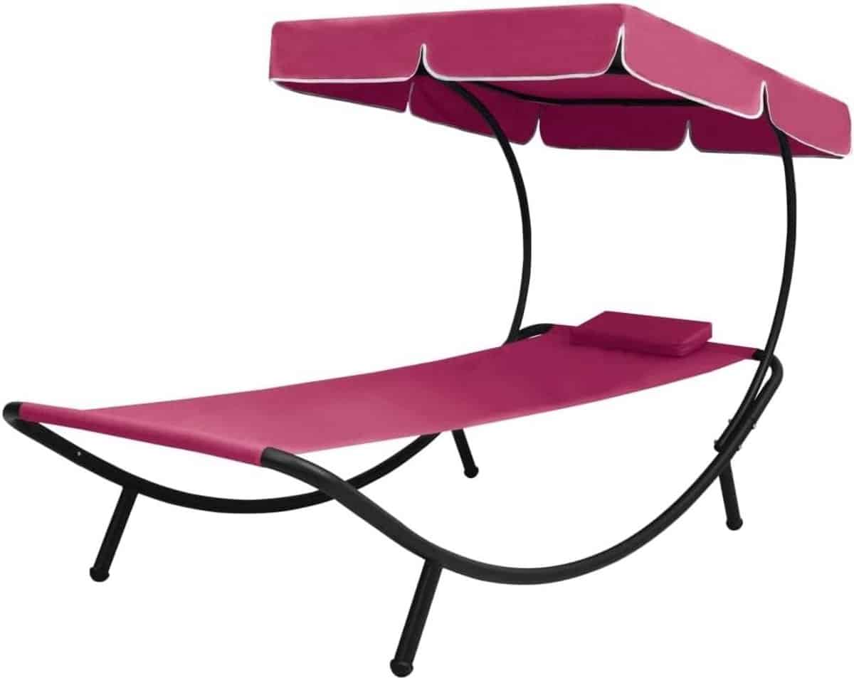 loungebed met luifel ligbed buiten relaxen in tuin