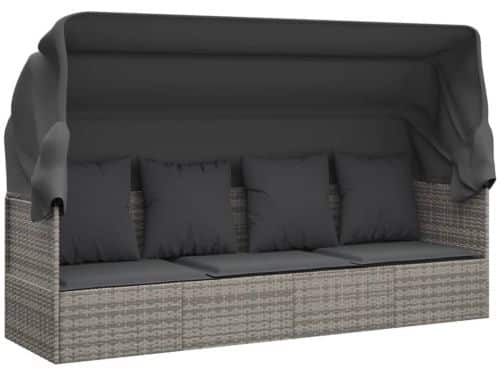 Loungebed | zonnebed | Ligbed met luifel en kussens poly