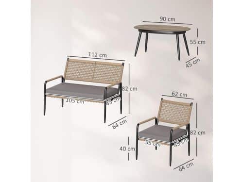 Loungeset 4-delig tuin - Depauwonen luxe rotan tuinmeubelset met 2