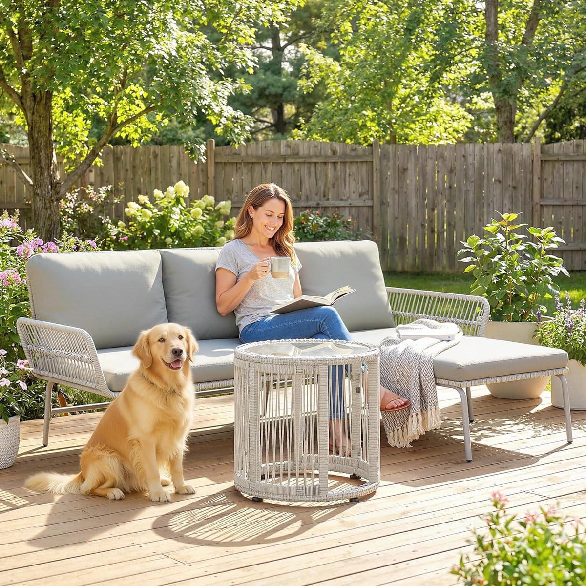 loungeset l vorm 122x79x75 cm 3 delig polyrotan tuinmeubelset met chaise