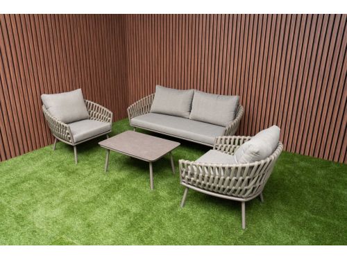 Loungeset SenS-Line Darwin De Luxe 4-persoons Stoel-Bank Taupe Tuinset Aluminium