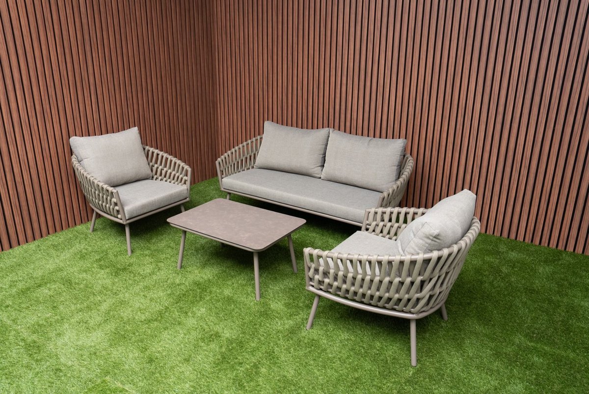 loungeset sens line darwin de luxe 4 persoons stoel bank taupe tuinset aluminium
