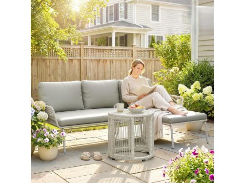 Loungeset Tuin 3-delig met Chaise Longue - Polyrattan Lounge Set