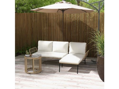 Loungeset Tuin 3-delig met Chaise Longue - Polyrattan Lounge Set