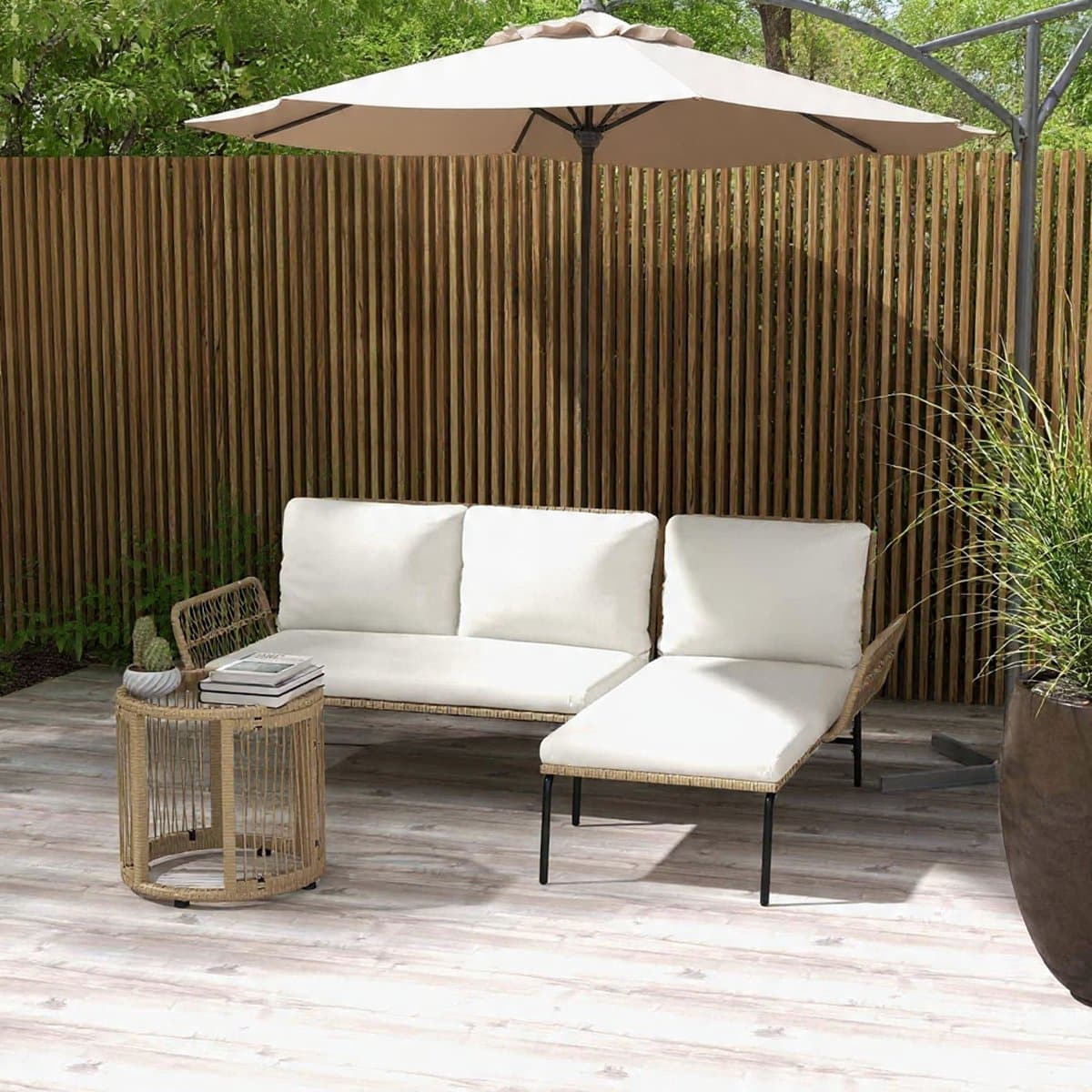 loungeset tuin 3 delig met chaise longue polyrattan lounge set