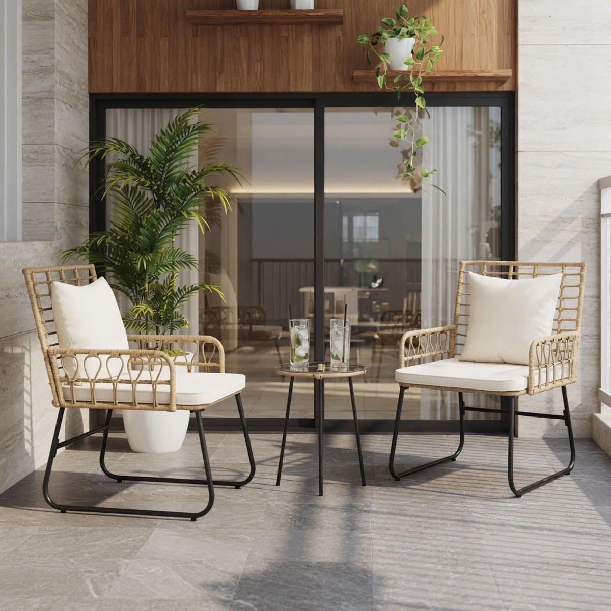 loungeset tuin 3 delig polyrattan gartenmöbel set met bank &