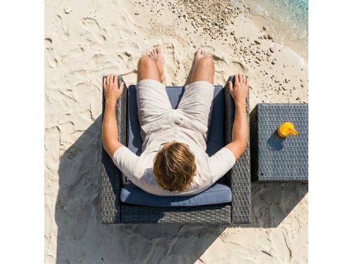 Loungestoel Polyrotan - Meuble Paris Tuinstoel Rotan Antraciet-Grijs met Kussens