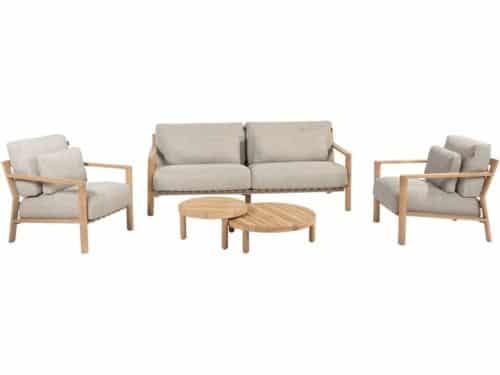 Lucas stoel bank loungeset 5 delig naturel teak 4 Seasons