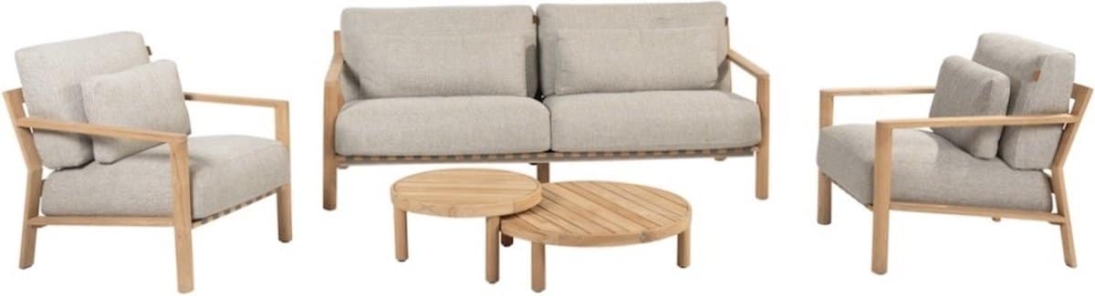 lucas stoel bank loungeset 5 delig naturel teak 4 seasons
