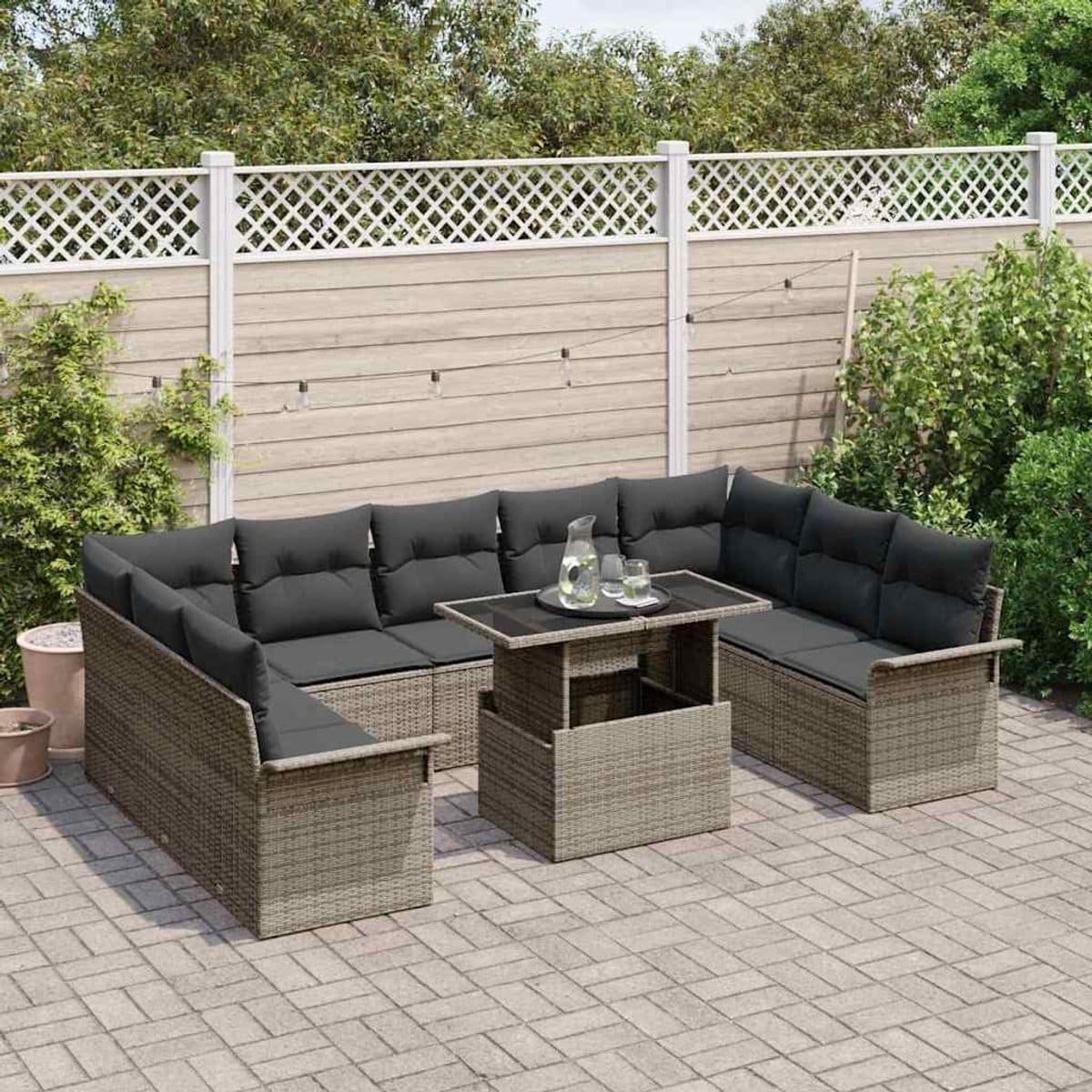luxe 10 persoons modulaire poly rattan outdoor dining set