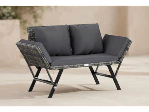 Luxe 2-in-1 Polyrotan Tuinbank & Ligbed 3-Zits - Verstelbare Armleuningen