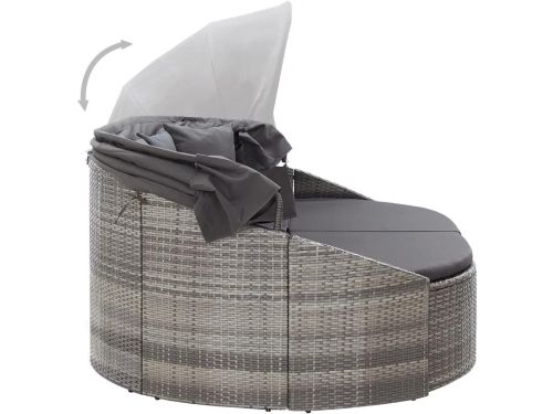 Luxe 2-Persoons Outdoor Rattan Zonne-eiland met Luifel & Kussens 230x145x141