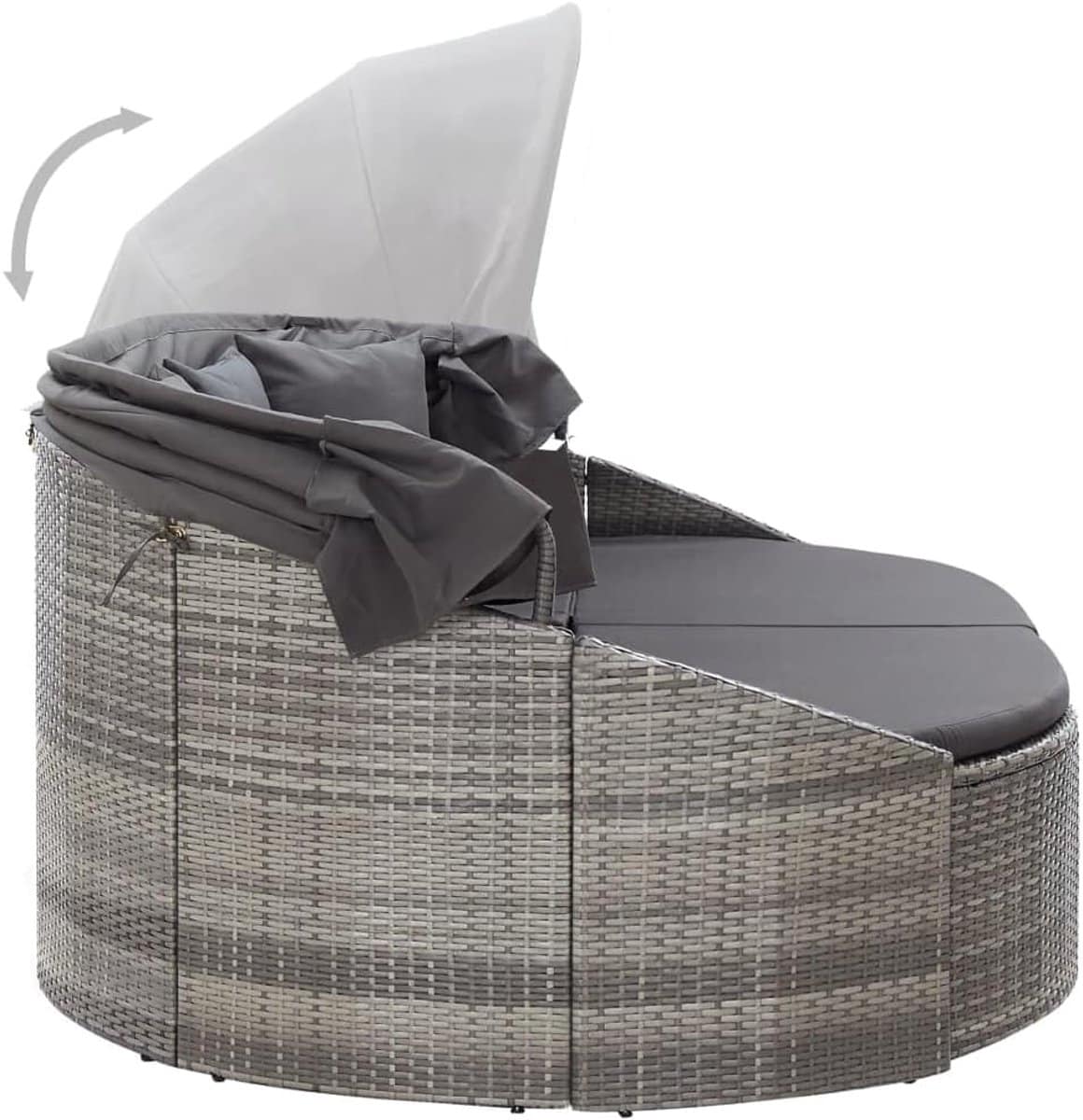 luxe 2 persoons outdoor rattan zonne eiland met luifel & kussens 230x145x141