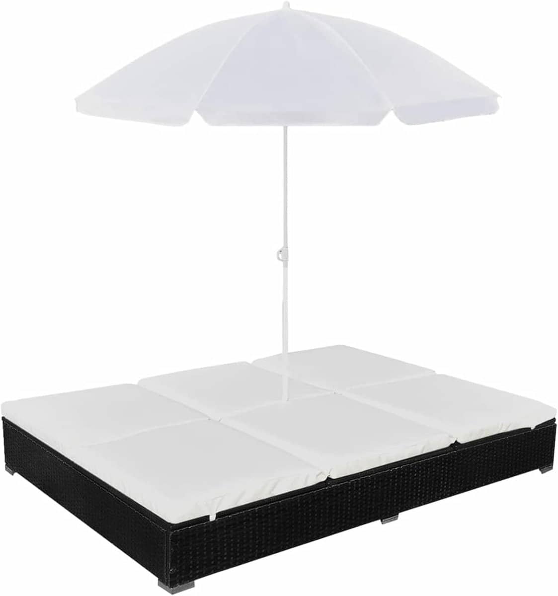 luxe 2 persoons polyrotan sun island ligbed met parasol en comfortabele