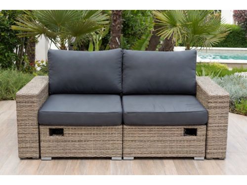 Luxe 2-Persoons Zonne-eiland - Hellgrijs Poly Rattan Loungeligbed met Kussens