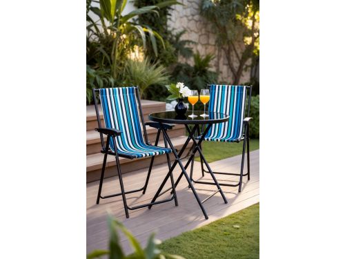 Luxe 3-Delige Balkonset met 2 Comfortabele Stoelen en Ronde Tafel