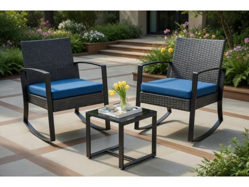 Luxe 3-delige Balkonset - Polyrotan Tuinmeubelset met 2 Comfortabele Stoelen