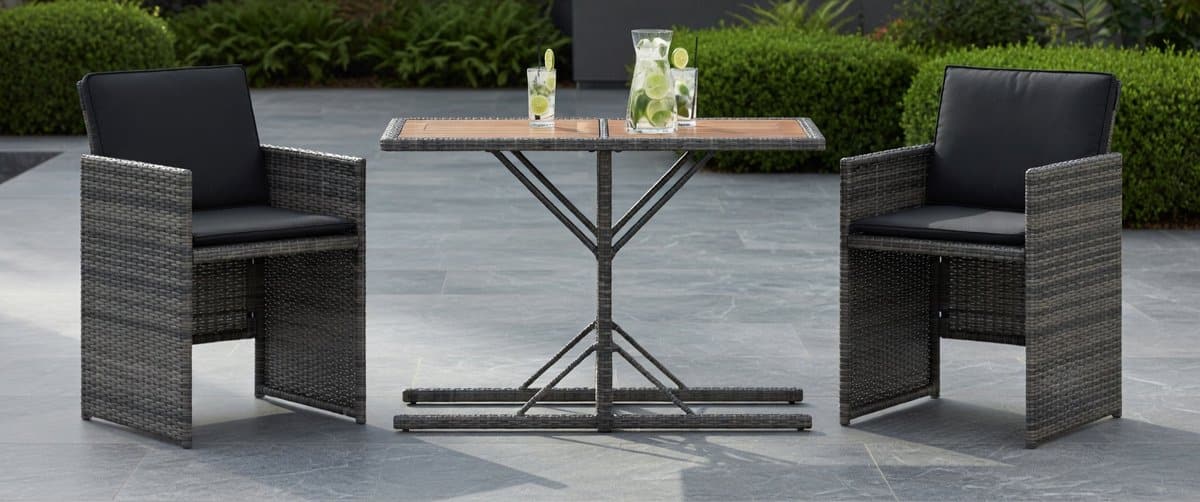 luxe 3 delige bistroset polyrattan grijs balkonset met tafel en