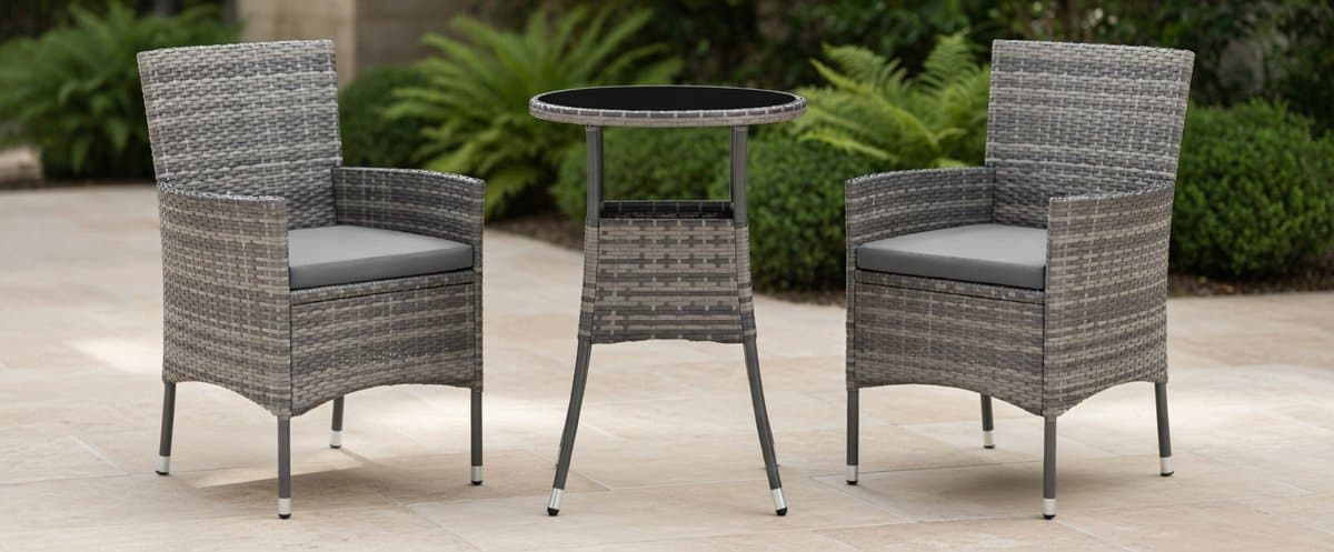 luxe 3 delige polyrattan bistroset tuin en balkon met kussens