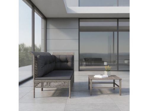 Luxe 3-delige Polyrattan Loungeset met Voetenbank - Moderne Tuinset met