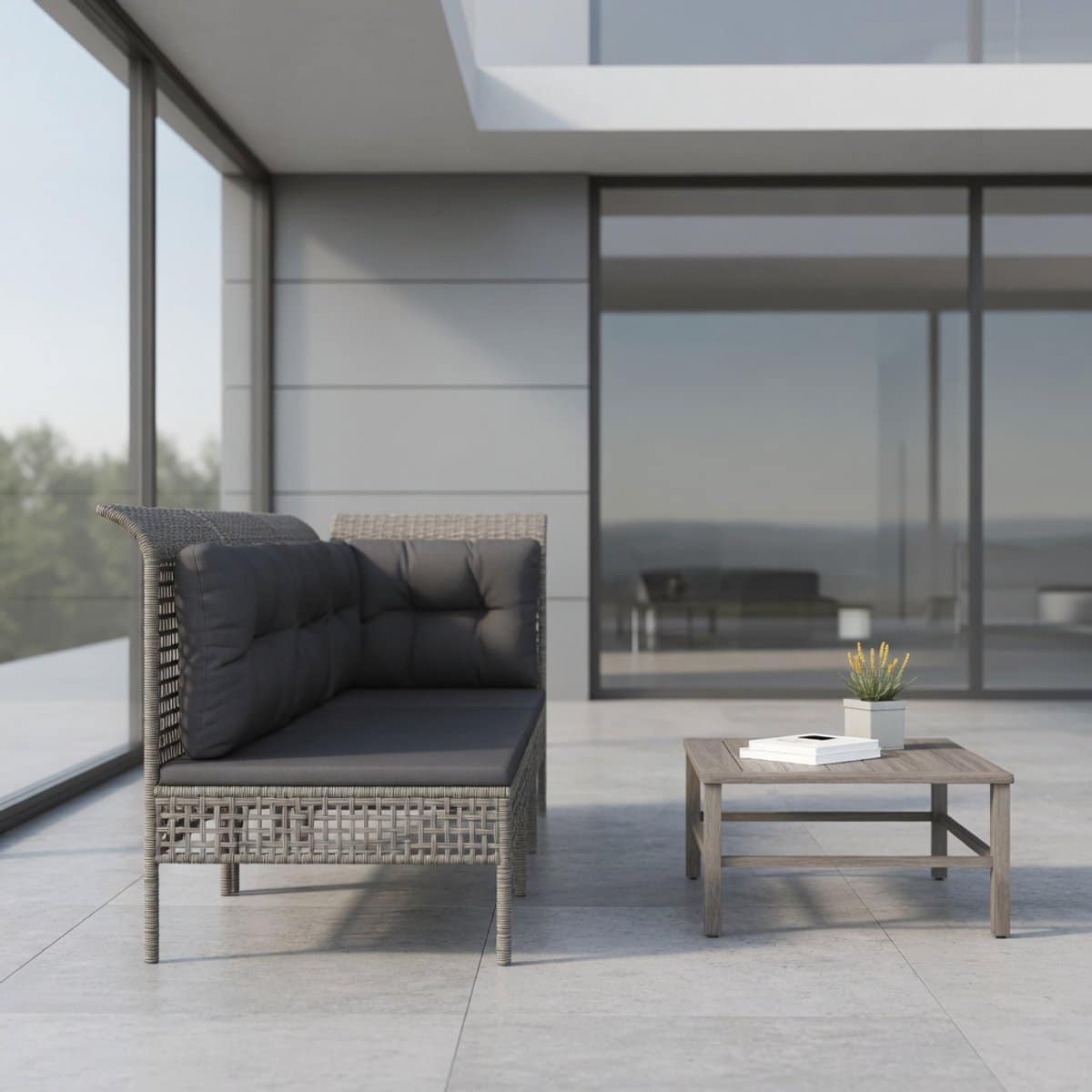 luxe 3 delige polyrattan loungeset met voetenbank moderne tuinset met