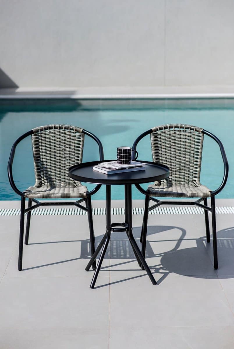 luxe 3 delige polyrotan bistroset voor balkon & tuin