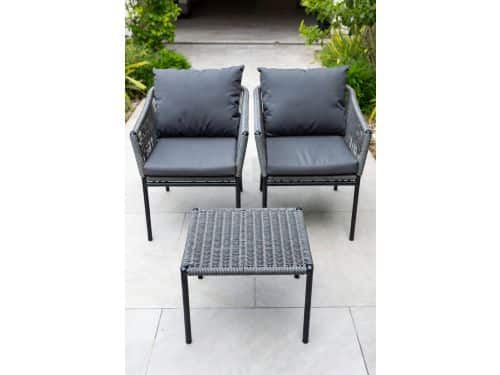Luxe 3-delige Rotan Balkonset - Weerbestendige Tuinmeubelset met 2 Comfortabele