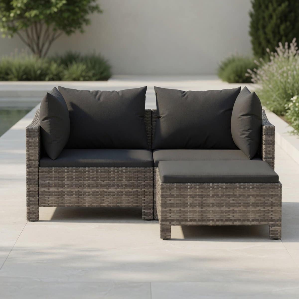 luxe 3 delige tuin loungeset met kussens polyrotan sofa set
