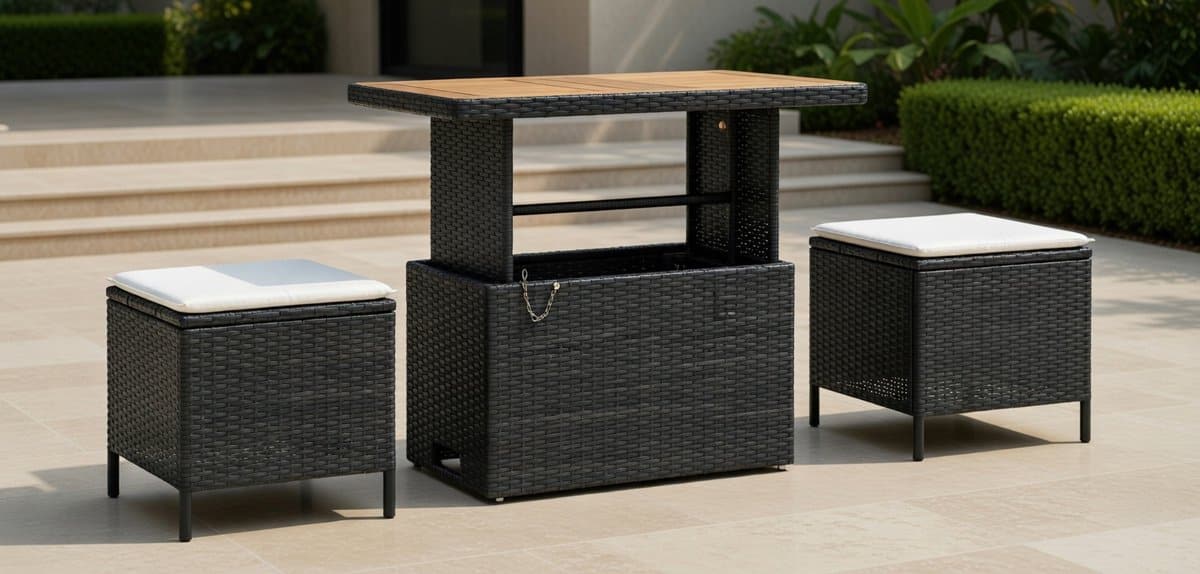 luxe 3 delige tuinmeubelset zwart polyrattan bistroset met tafel 90