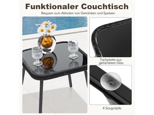 Luxe 3-Delige Wicker Balkonset met Sneldrogende Foam-Zitting - Weerbestendige Rattan