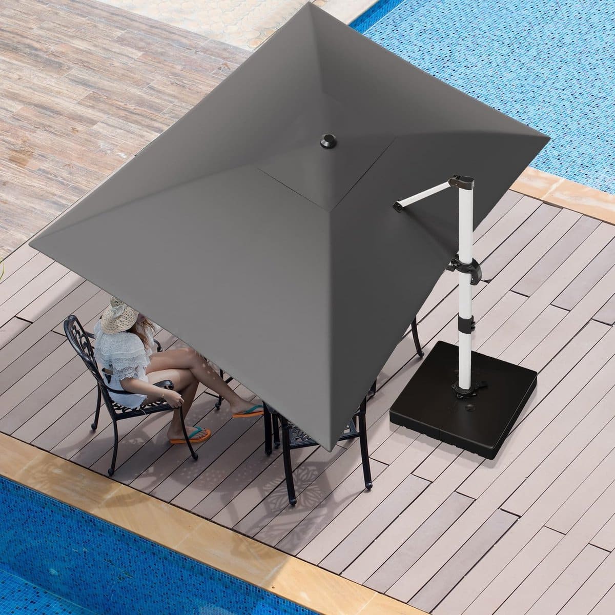 luxe 360° draaibare zweefparasol 300×400 cm met uv50+ bescherming