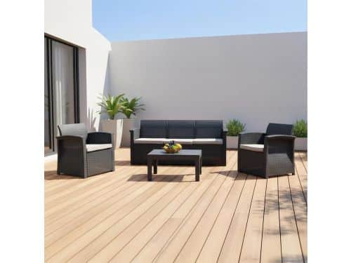 Luxe 4-delige Polyrattan Tuinset voor 5 Personen met Bank